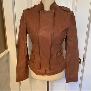 UNITED FACE JACKET NEW BROWN LEATHER COAT ZIP FRONT SIZE M MEDIUM NWT